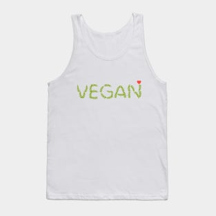 Vegan Love Lettering with Heart, Vegan Lifestyle, Anti-Cruelty, Animal Lover, Meat-Free Tank Top